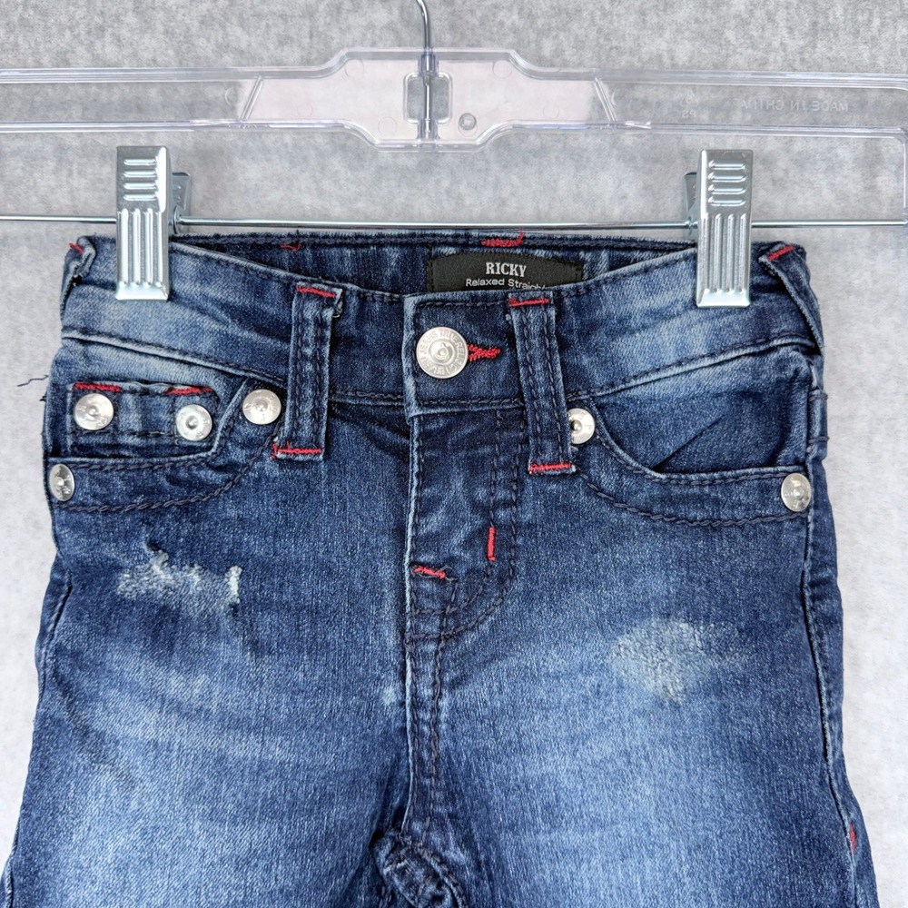 True Religion Ricky Relaxed Straight Jeans Kids 2T Blue Denim Streetwear Casual - Picture 3 of 7
